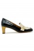 CHIE MIHARA SHIMONE POIS CREAM BLACK LEATHER PUMPS