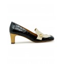 CHIE MIHARA SHIMONE POIS CREAM BLACK LEATHER PUMPS