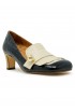 CHIE MIHARA SHIMONE POIS CREAM BLACK LEATHER PUMPS