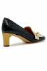 CHIE MIHARA SHIMONE POIS CREAM BLACK LEATHER PUMPS