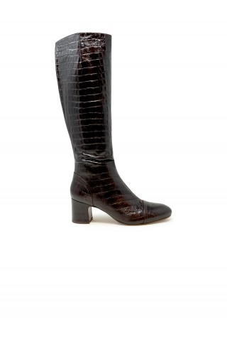 CHIE MIHARA NISHAWA BROWN PATENT LEATHER BOOTS