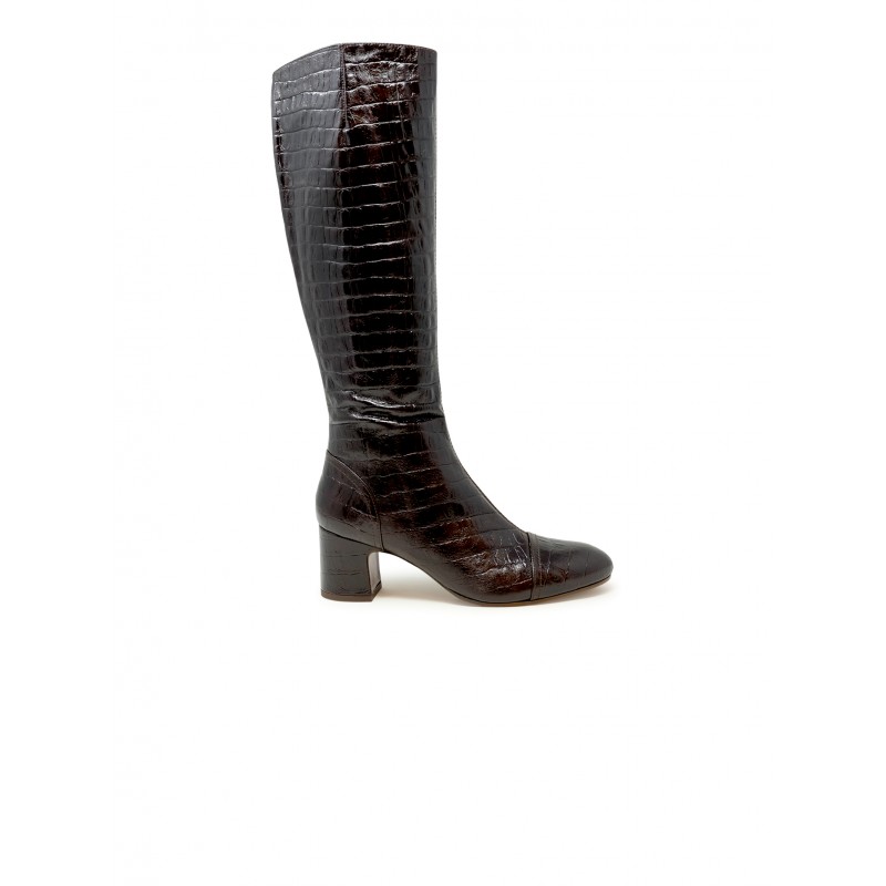 CHIE MIHARA NISHAWA BROWN PATENT LEATHER BOOTS