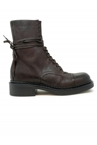 PAROSH D060130 HIMSHOE 086 DARK BROWN LEATHER LACE UP BOOTS
