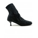 ELENA IACHI R61BLACK LEATHER/GLITTER ANKLE BOOTS