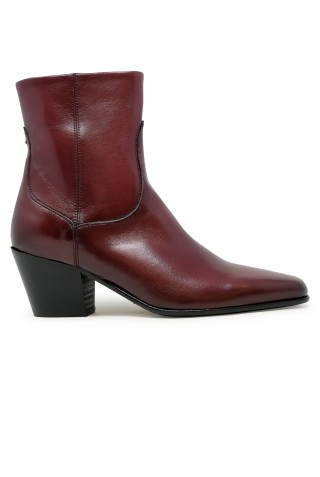 PANTANETTI 20271L BORDEAUX LEATHER ANKLE BOOTS