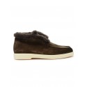 SANTONI WUYA58457TISAPFRT50 SUEDE AND FUR BROWN SLIP ON