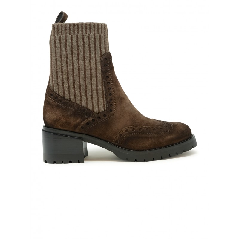 SANTONI WTDY59557SM1NHWOT50 FERRET SUEDE AND WOOL BROWN ANKLE BOOTS