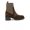 SANTONI WTDY59557SM1NHWOT50 FERRET SUEDE AND WOOL BROWN ANKLE BOOTS