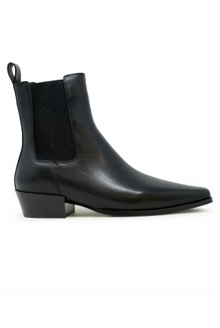 ELENA IACHI A5900-X BLACK LEATHER ANKLE BOOTS