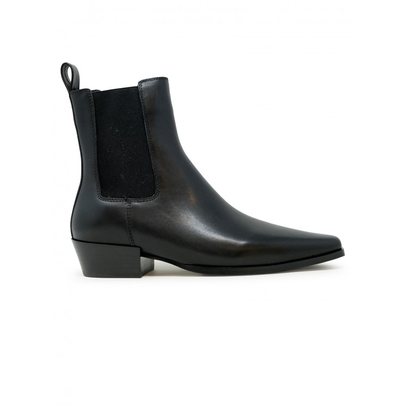 ELENA IACHI A5900-X BLACK LEATHER ANKLE BOOTS