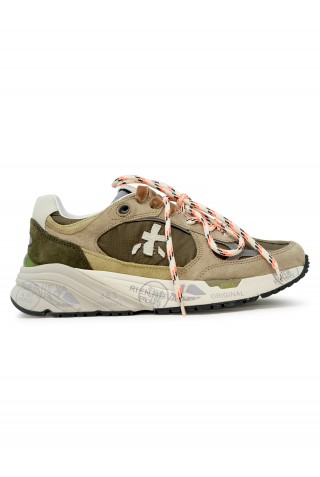 PREMIATA MASED VAR.8521L LEATHER BEIGE AND KAKI SNEAKERS