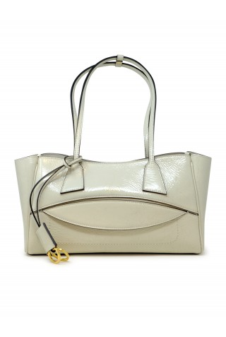 HIDESINS SH13VGWHT S LEATHER VINTAGE WHITE SHOPPER HANDBAG