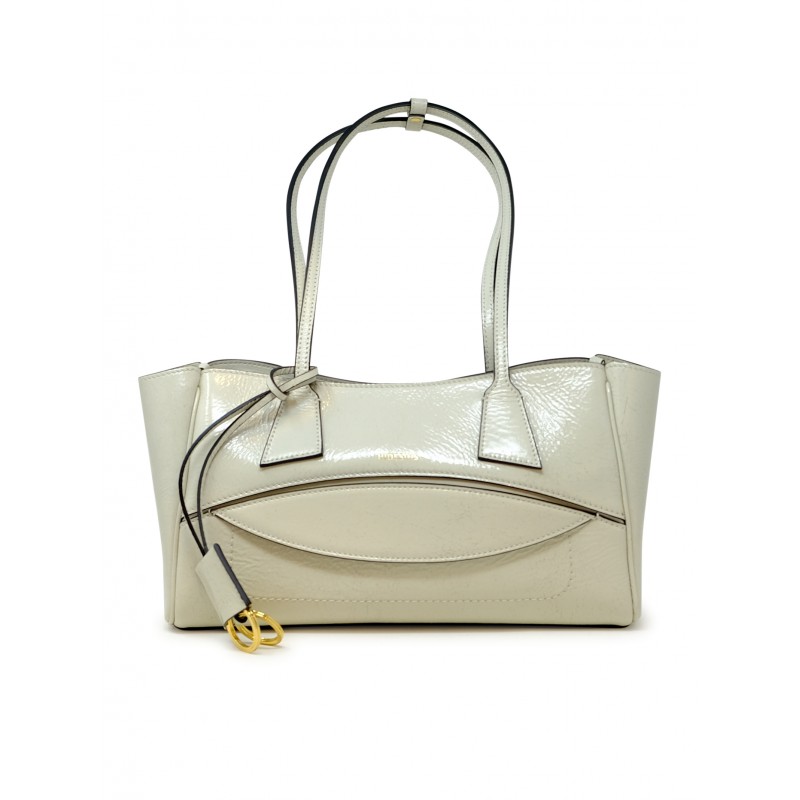HIDESINS SH13VGWHT S LEATHER VINTAGE WHITE SHOPPER HANDBAG