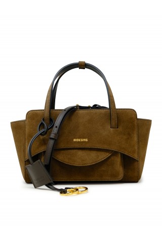 HIDESINS FL12SDCHO FLAP M SUEDE CHOCOLAT HANDBAG