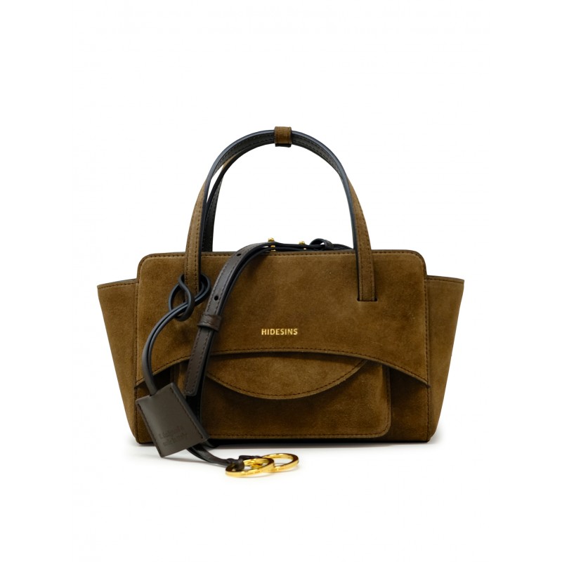 HIDESINS FL12SDCHO FLAP M SUEDE CHOCOLAT HANDBAG