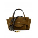 HIDESINS FL12SDCHO FLAP M SUEDE CHOCOLAT HANDBAG