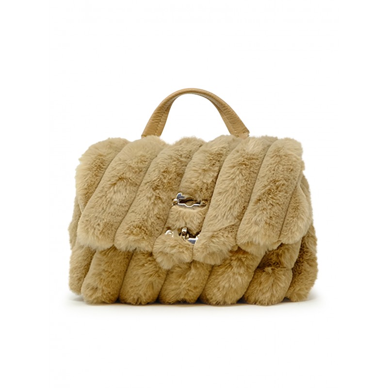 ZANELLATO 068010-237000 Z0238 POSTINA FIOCCO BEIGE LEATHER AND FUR BABY BAG