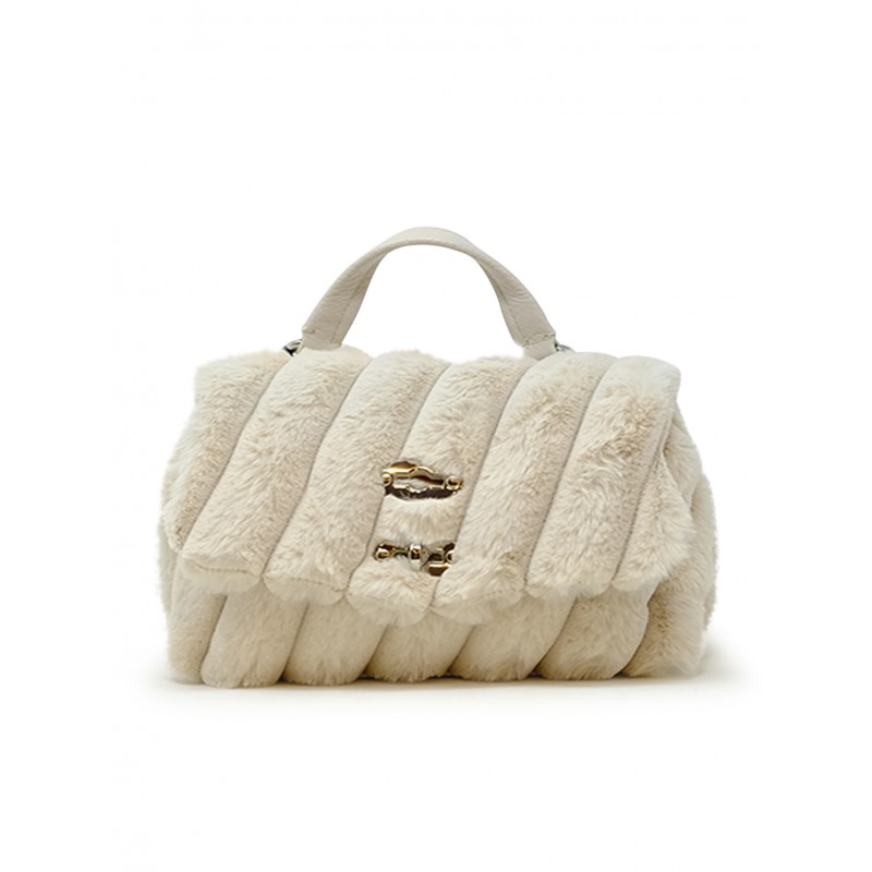 ZANELLATO 068010-237000 Z1172 POSTINA FIOCCO CREAM LEATHER AND FUR BABY BAG